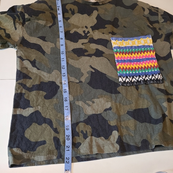 Zara Women's Camouflage Crochet Pocket Short Sleeve T-Shirt - Picture 5 of 9